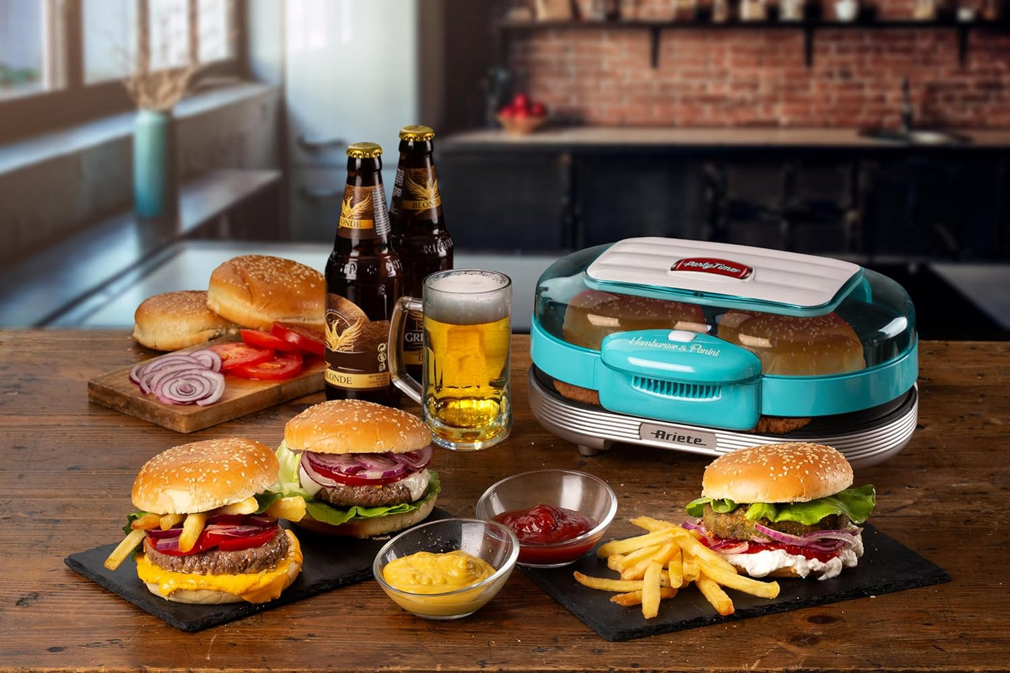 205 Hamburger-Gerät Party Time, doppelte Antihaftplatten