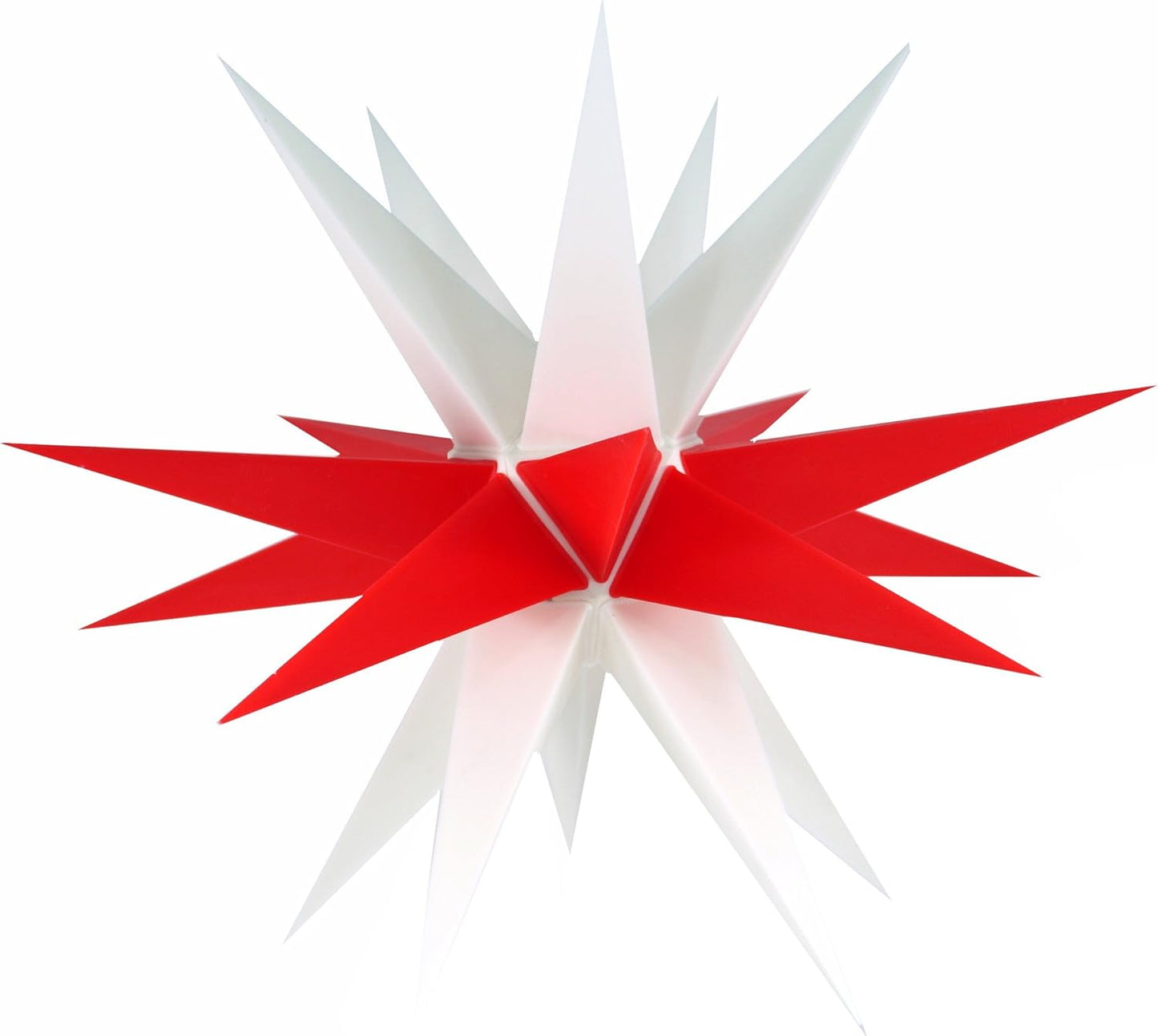 3D-Weihnachtsstern Melchior, zweifarbig, mit 20 Spitzen, Melchior Weiss/Rot