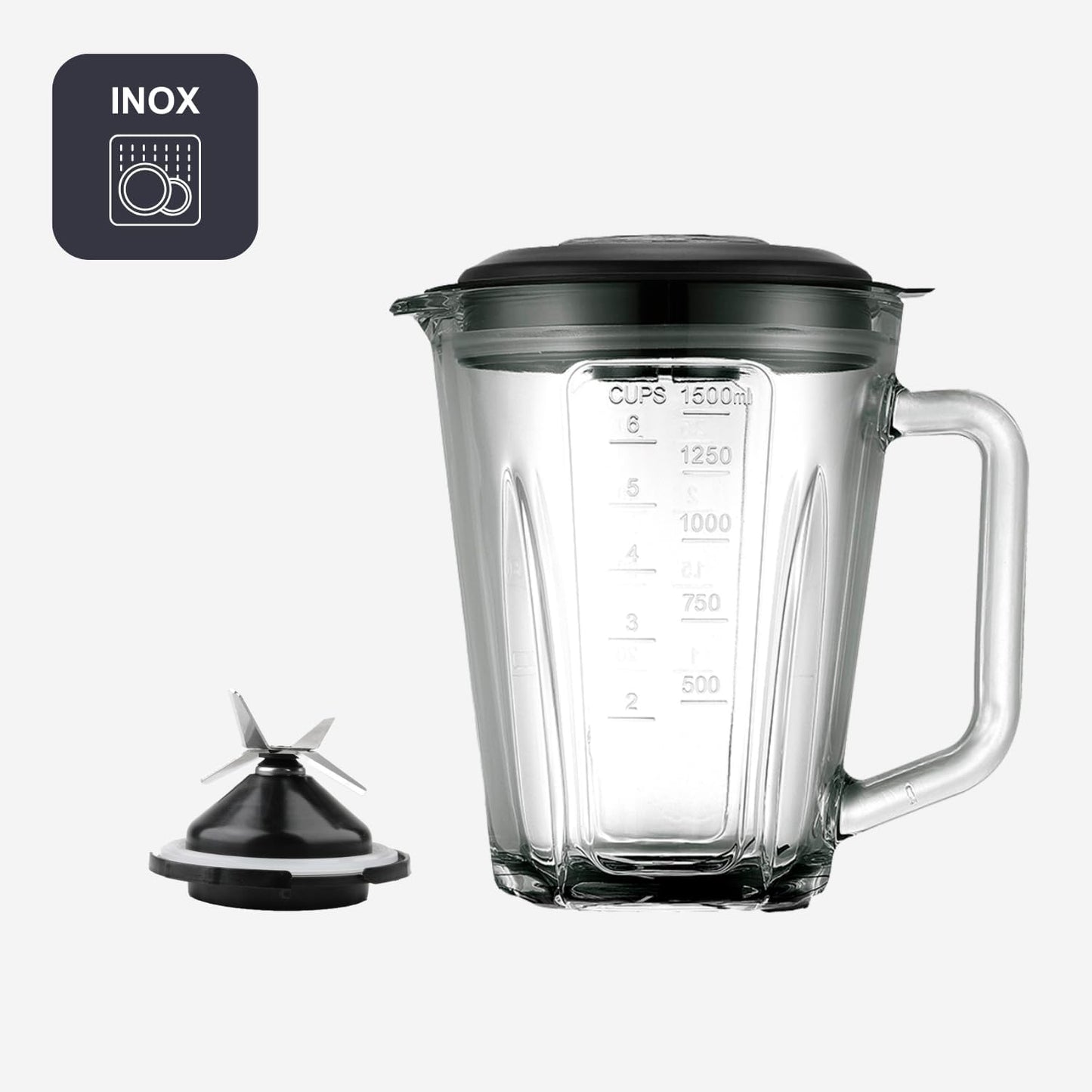 Standmixer mit Glaskanne und Eiscrusher (1,5L, 800W), 1,5L | 800W