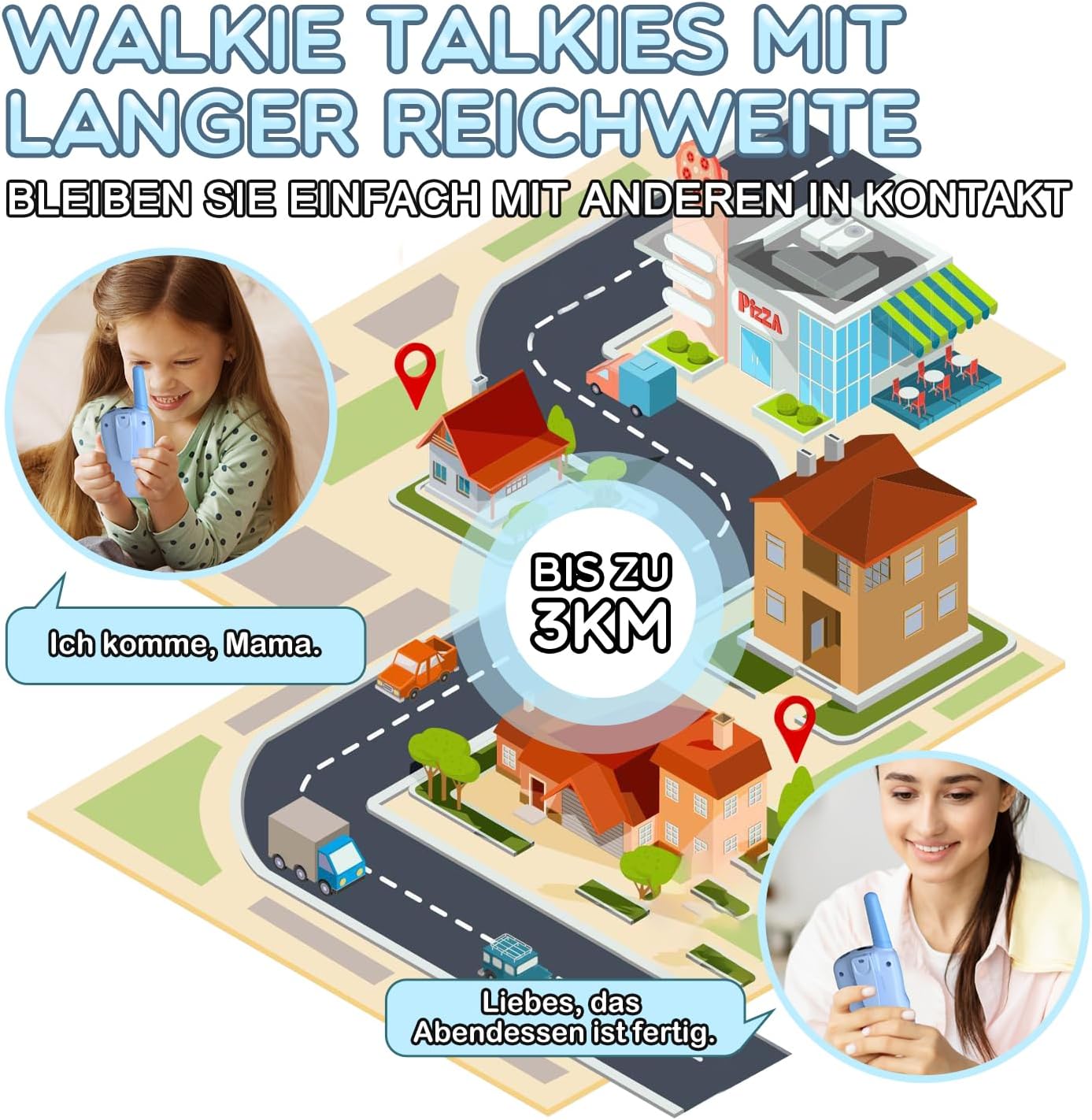 Walkie Talkie für Kinder, hellblau