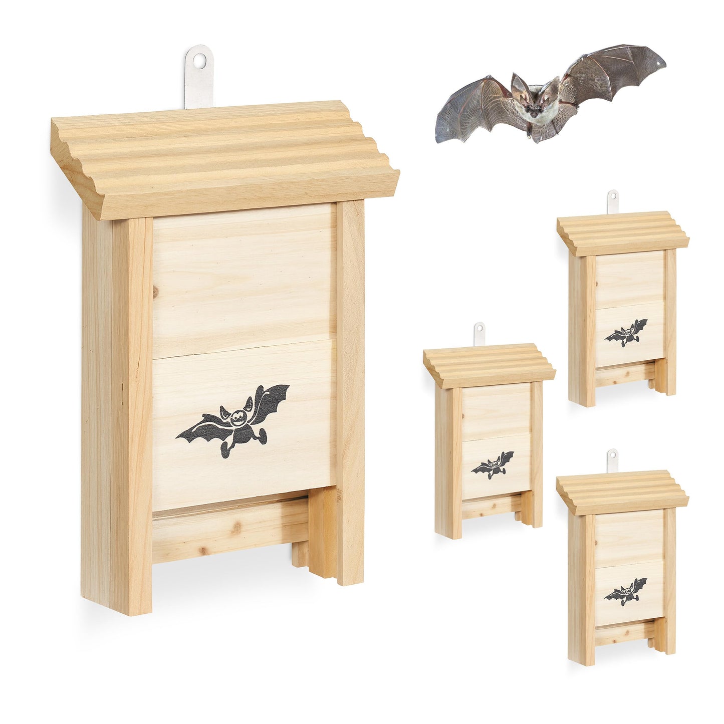 4-teiliges Fledermauskasten-Set, Natur