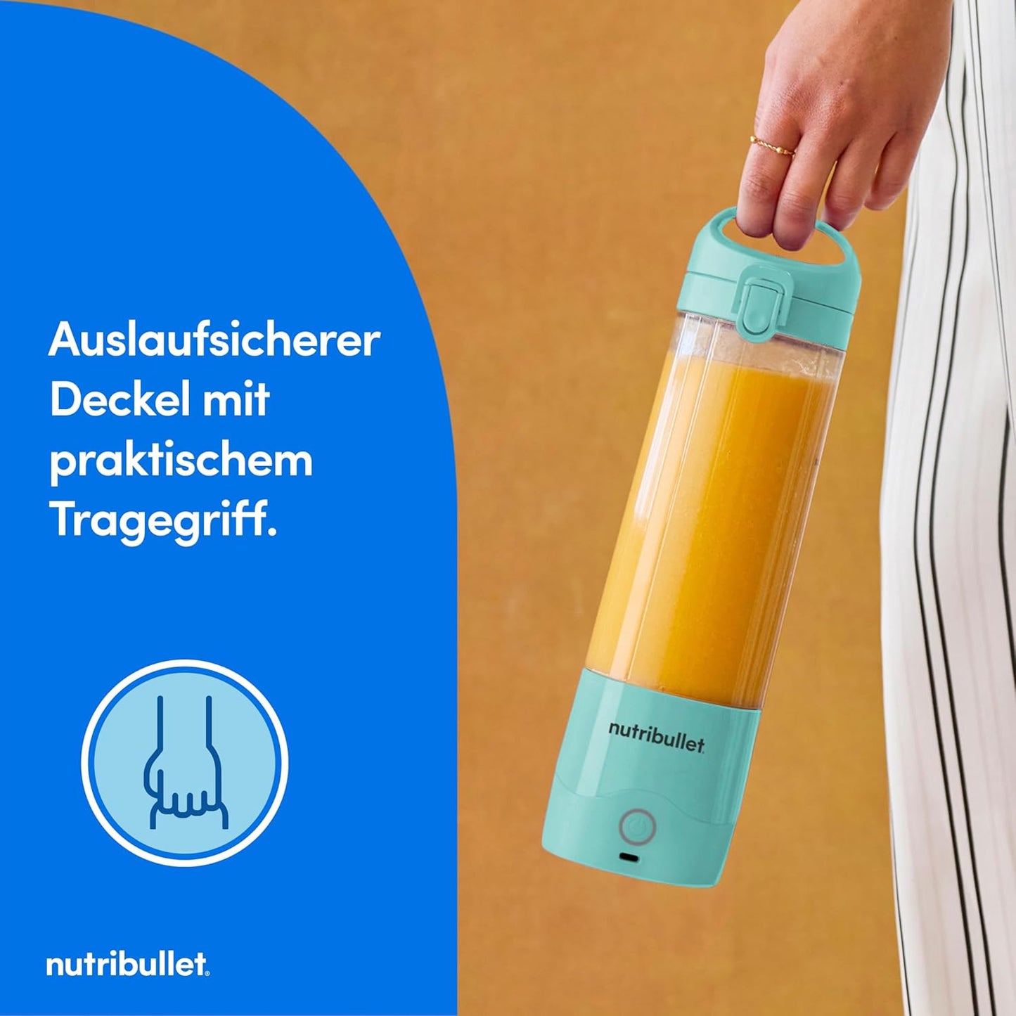 Tragbarer Smoothie Maker Portable, 475 ml Hellblau