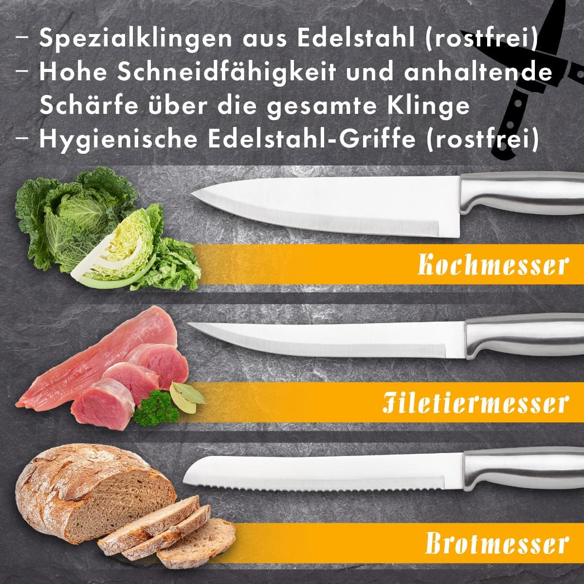 C-MBS 4018 Messerblock-Set mit Küchenschere (7-teilig)