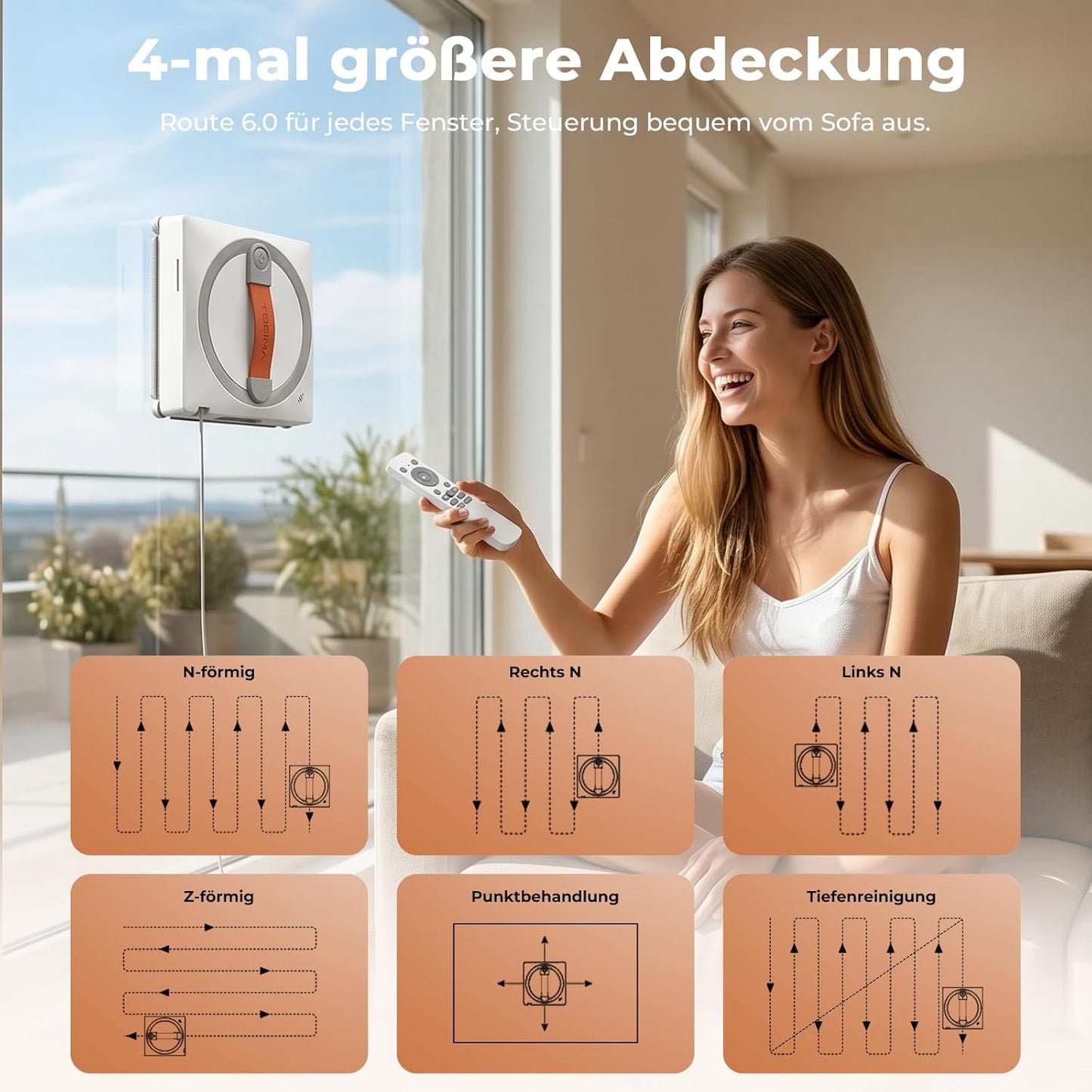 Fensterputzroboter WA9C Pro mit 6 Reinigungsmodi, Weiss