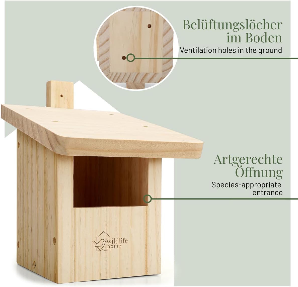 Nistkasten Halbhöhle-Set für Vögel (2 Stück), 2 x Halbhöhle für Rotschwänzchen & Co.