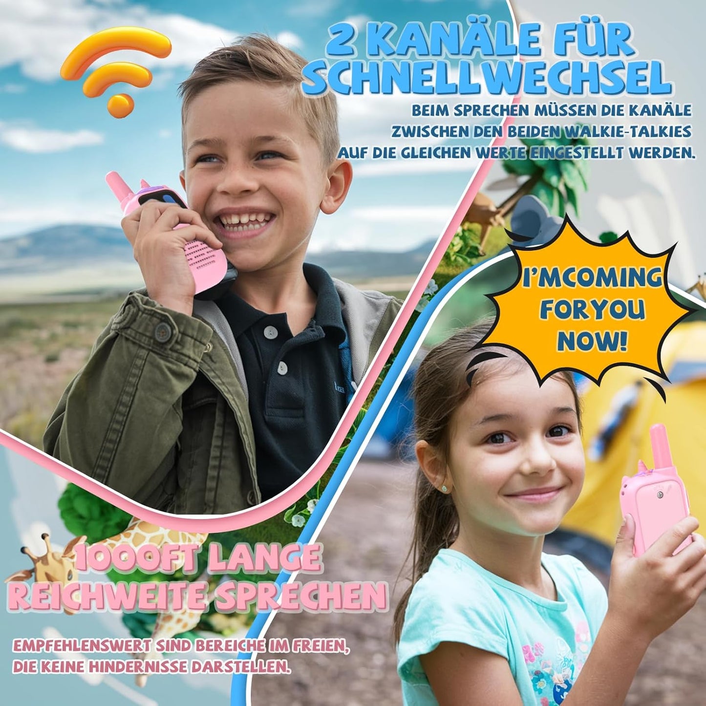Walkie-Talkie Kinder-Funkgerät mit Einhornhülle, Rosa-UC