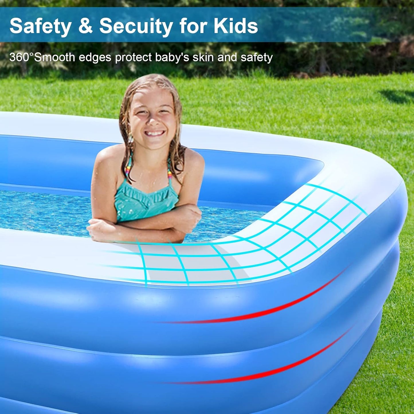 Aufblasbarer Familienpool, 241cm x 142cm x 56cm|Blau