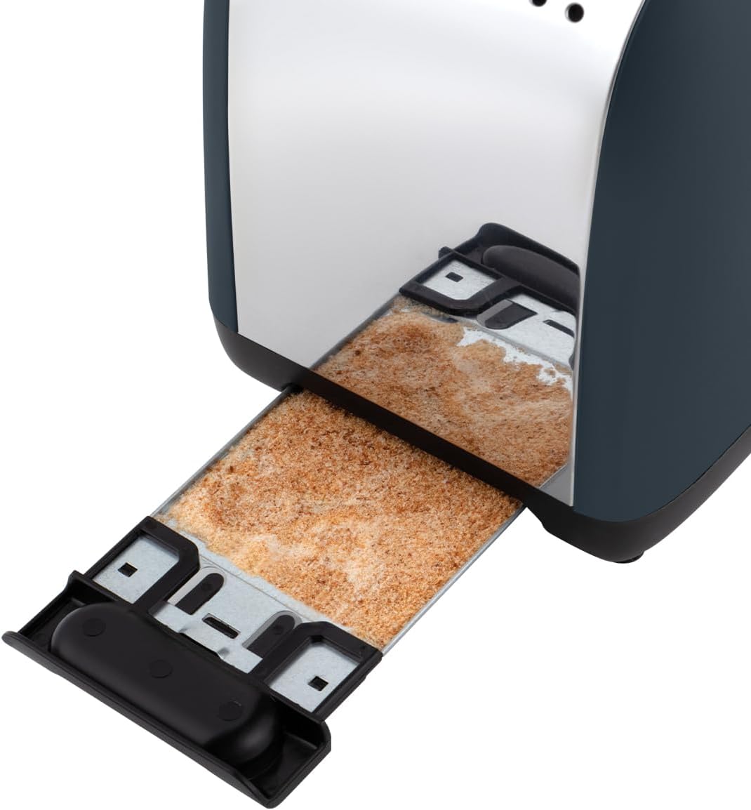 Colours Plus Toaster mit extra breiten Schlitzen, inkl. Brötchenaufsatz, Grau