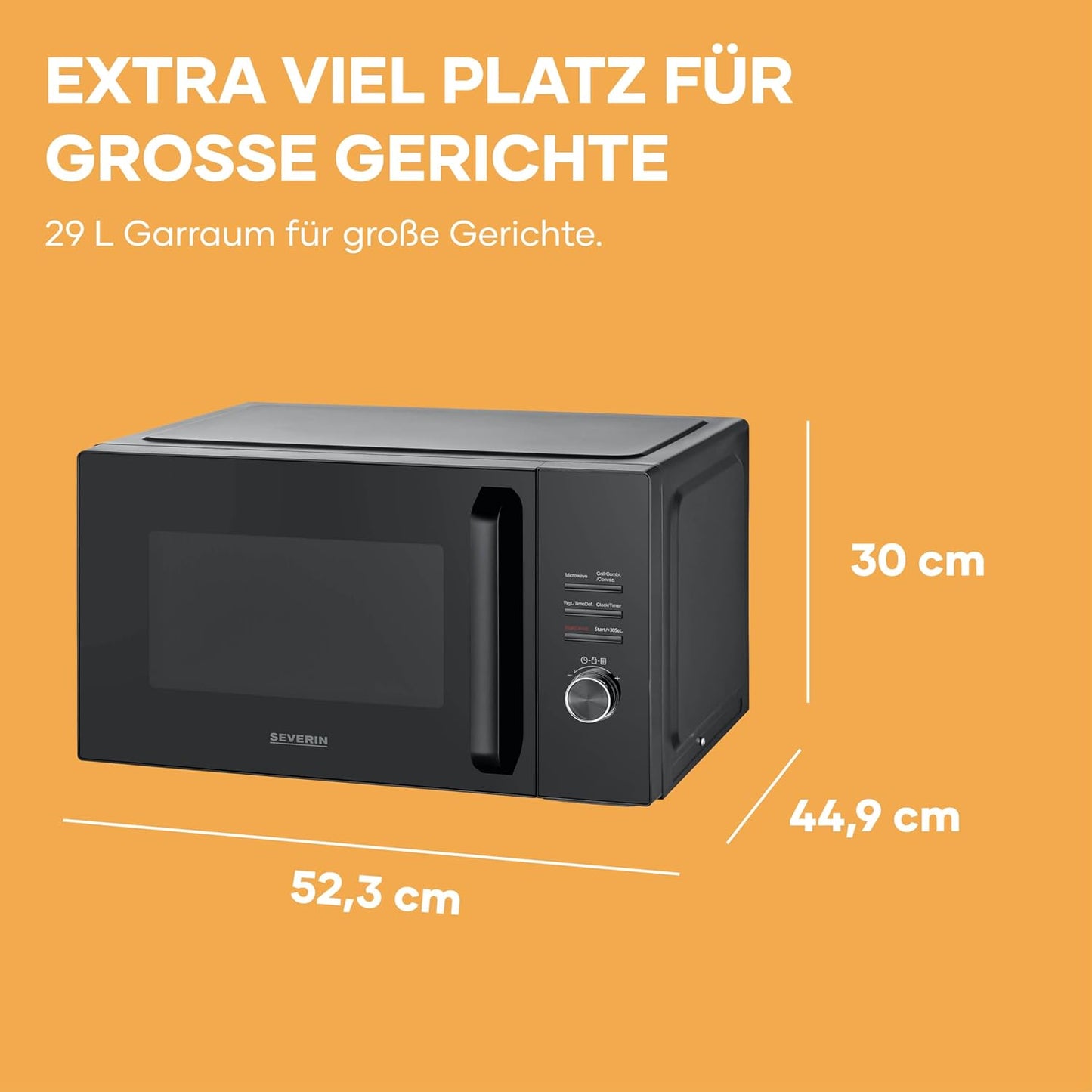 3-in-1 Mikrowelle MW7798, 3-in-1 (Mikrowelle+Grill+Heissluft), 30L XXL