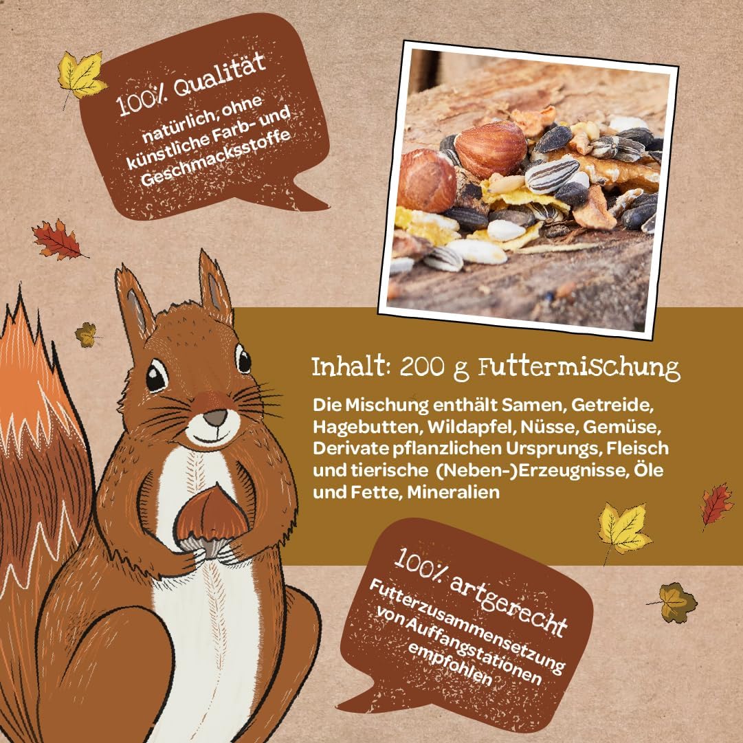6-teiliges Tierfutter Geschenkset mit Futterhäuschen für Vögel, Igel und Eichhörnchen