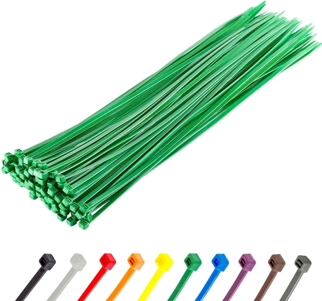 100 x Kabelbinder, 450 mm x 9,0 mm / Grün