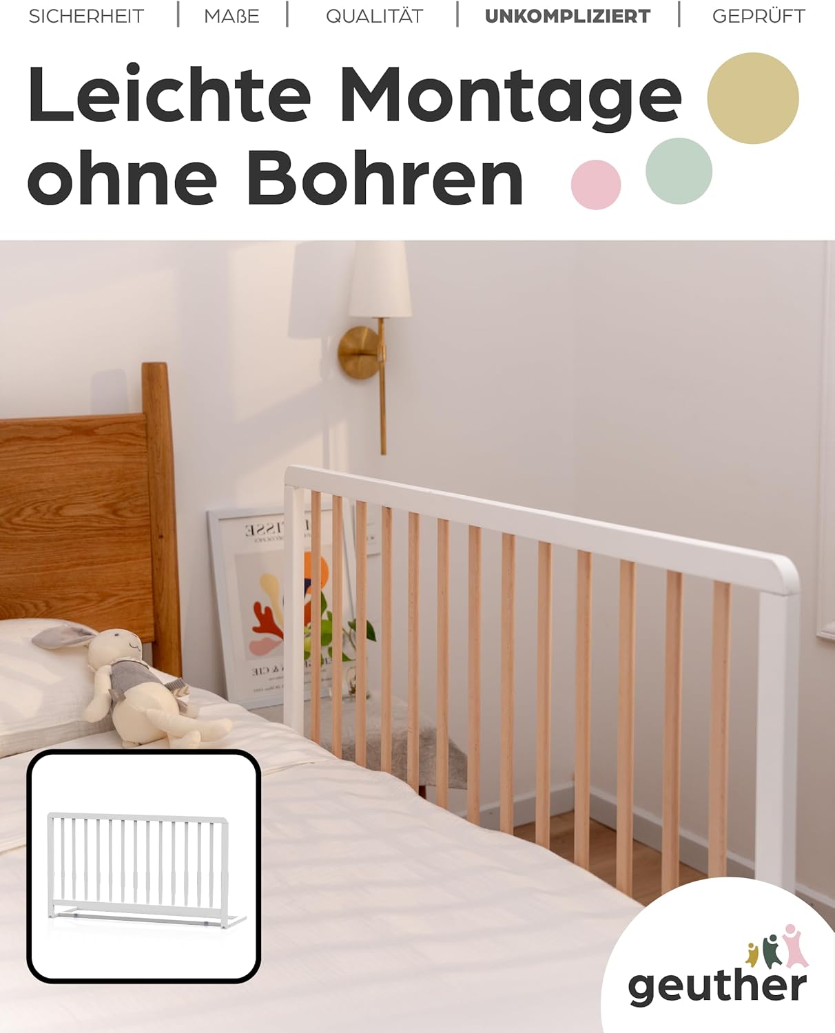 Bettschutzgitter für Kinder, extra hoch, 110 cm - Extra hoch: 60 cm