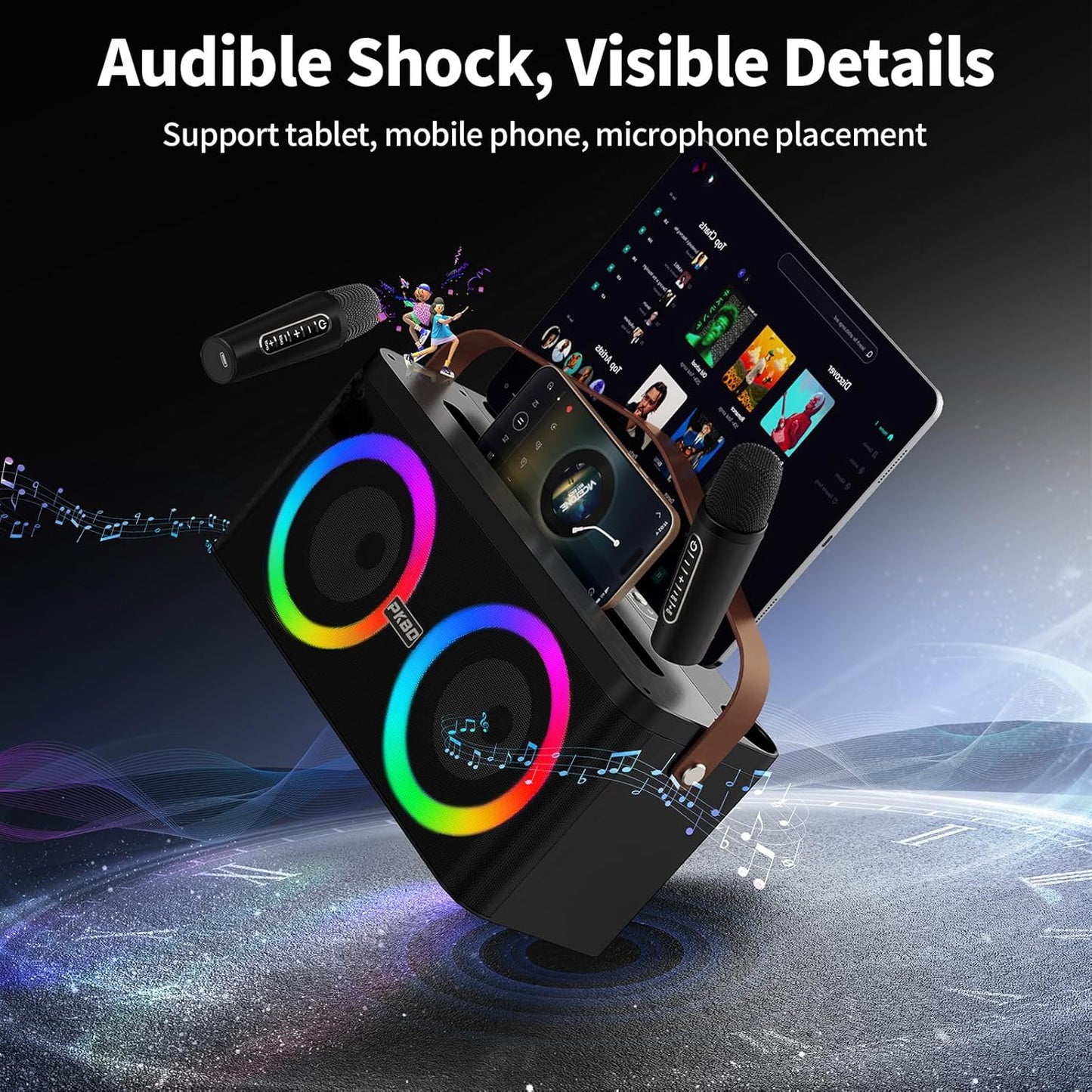 Karaoke-Maschine mit Bluetooth und 2 Mikrofonen