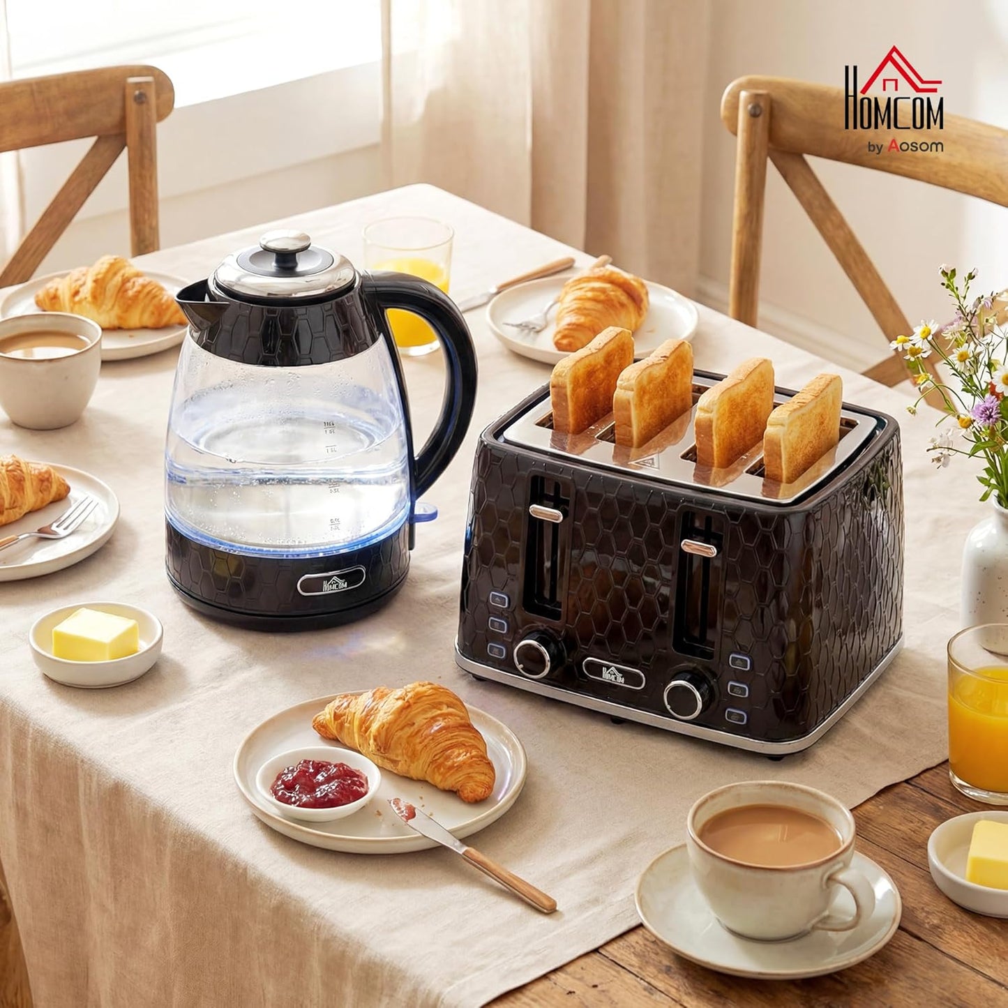 Wasserkocher-Toaster-Set mit Schnellkochfunktion