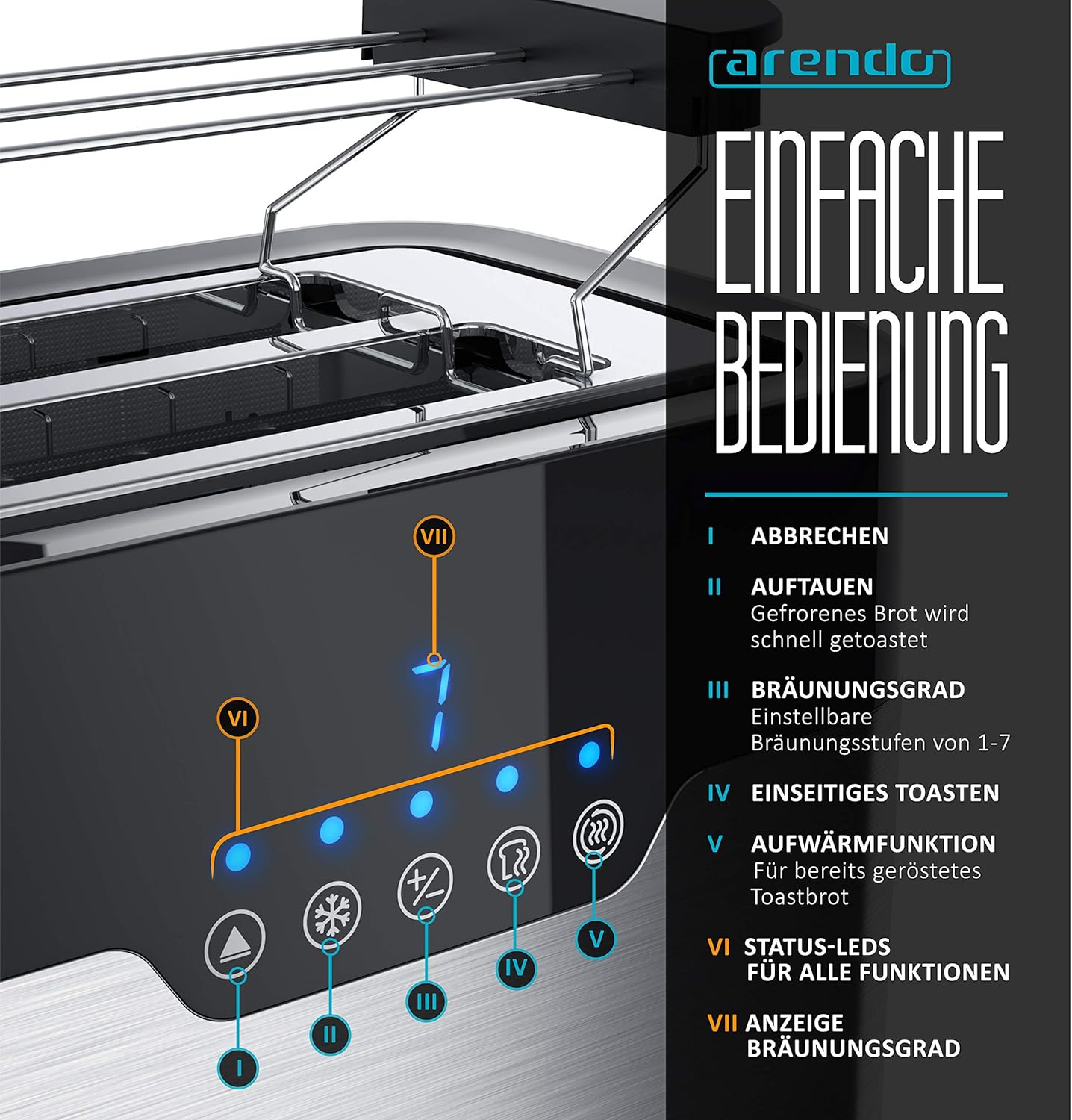 Toaster Morgen mit Brötchenaufsatz und LED-Anzeige, A