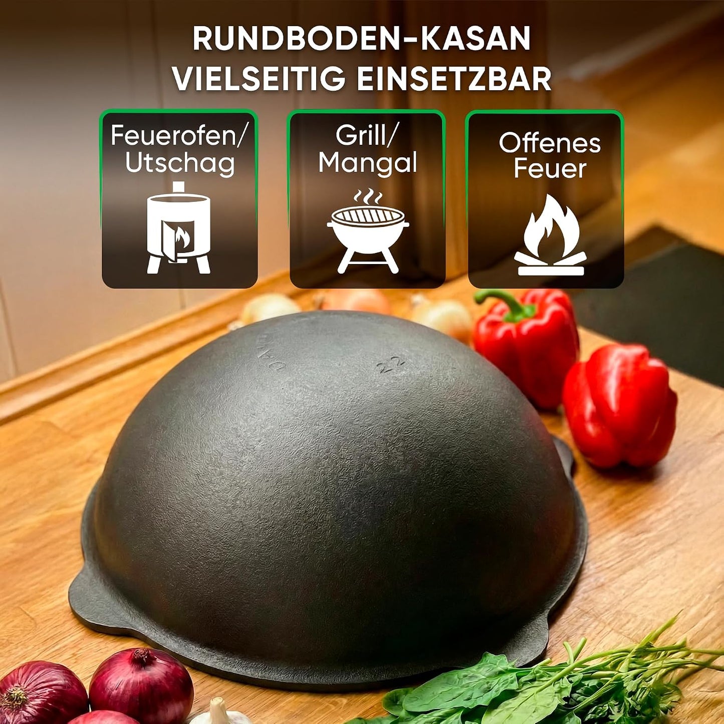 Kasan Topf mit Zubehör, 10 L, Runder Boden