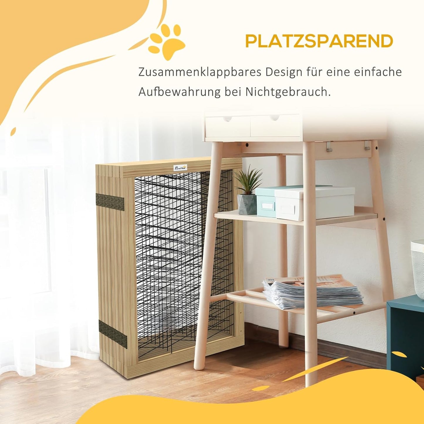 Klappbares Hundeabsperrgitter, 375L x 44B x 70H cm