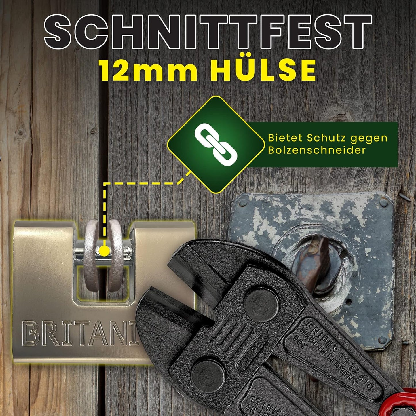 Hochsicherheits-Vorhängeschloss BRP/74, 74 mm, 5 Schlüssel, Silber