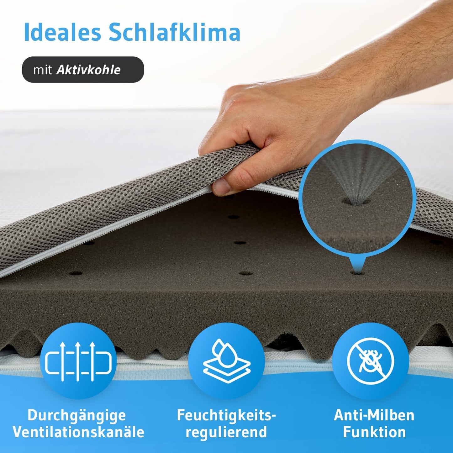 Ergonomischer Memory Schaum Topper, 90 x 200 cm Ecoon