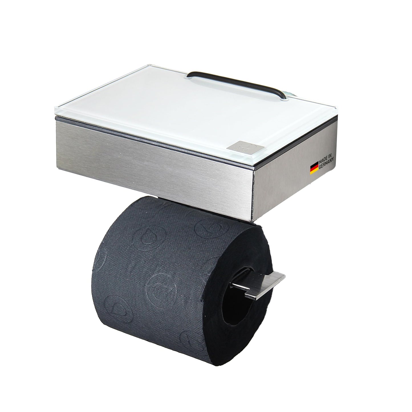 2-in-1 Toilettenpapier- und Feuchttuchhalter, Gehäuse Matt Glas Weiss Befüllbar Von Rechts