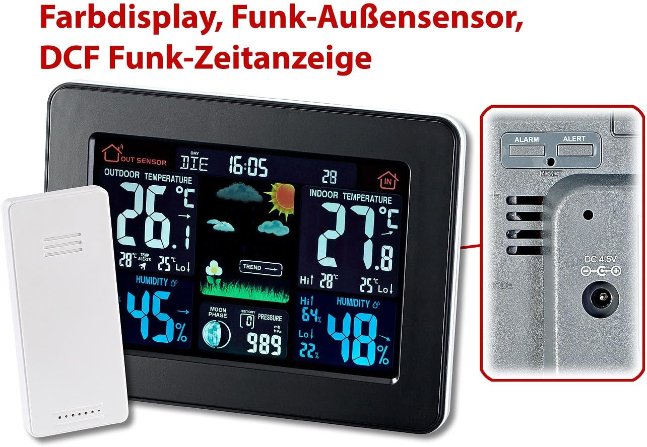 Funk-Wetterstation mit Farbdisplay und Aussensensor