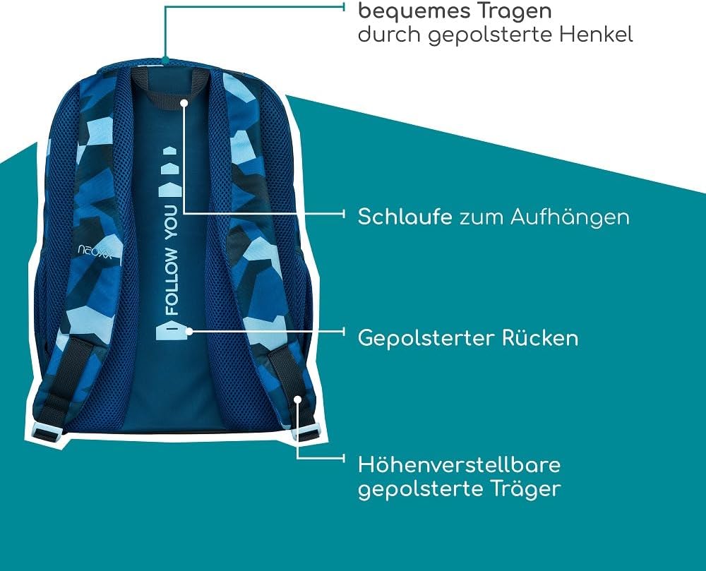 Camo Nation Schulrucksack-Set, Camo Nation / Blau