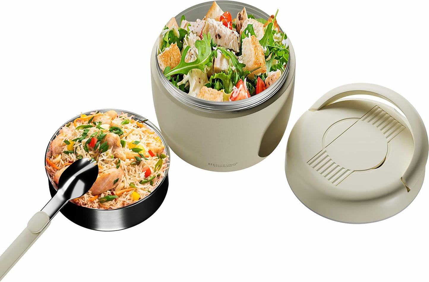 Thermobehälter für Essen, Edelstahl 1L, Weiss 970 ml