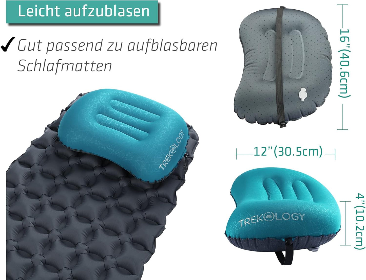 Aufblasbares Camping-Nackenkissen Aluft 2.0, Aluft 2.0 (Blaugrün)