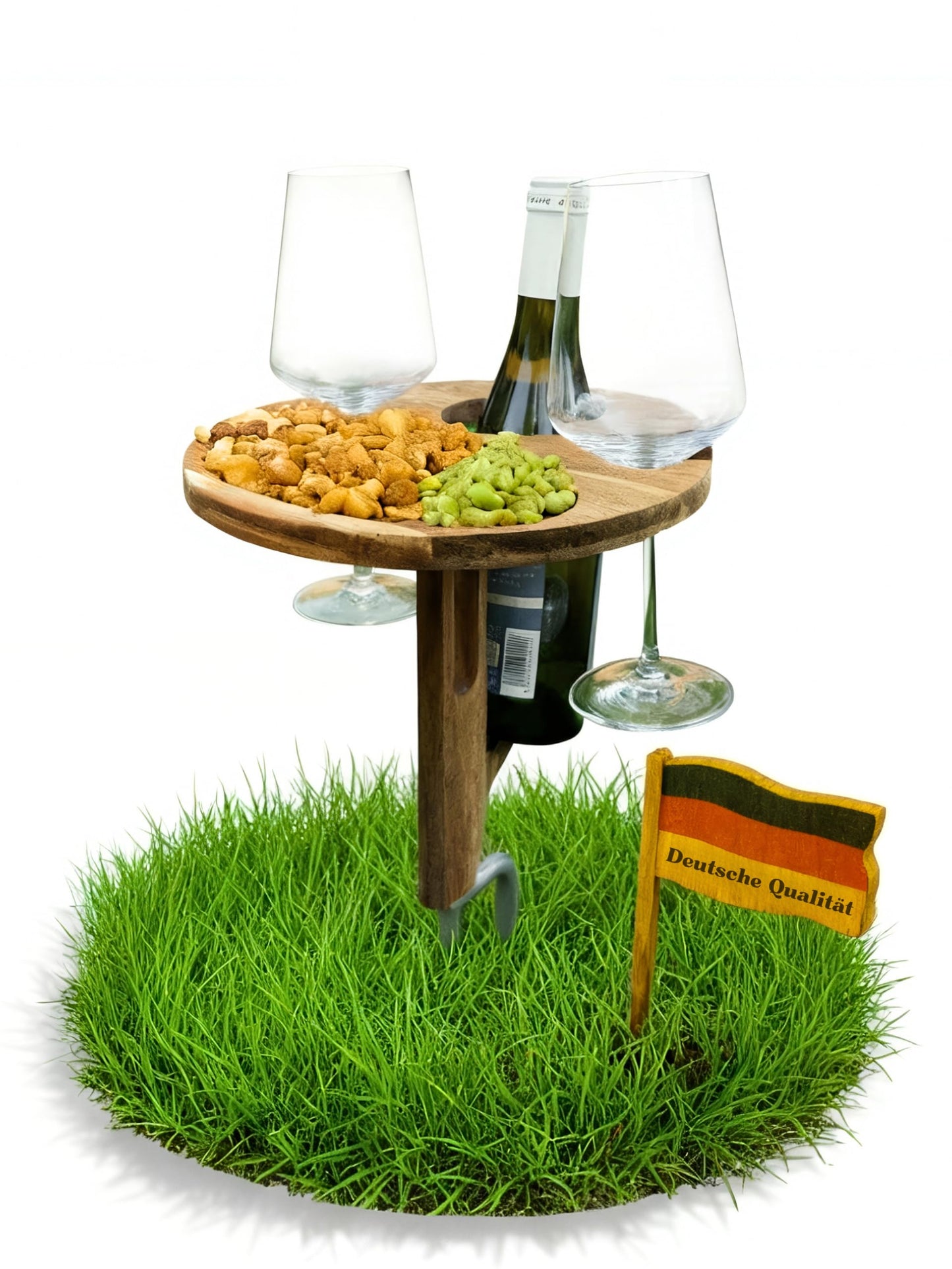 Steckbarer Weinhalter und Picknicktisch aus Holz
