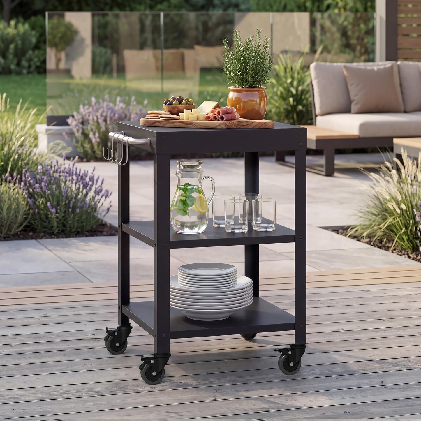 Outdoor-Servierwagen Bolognano, Schwarz