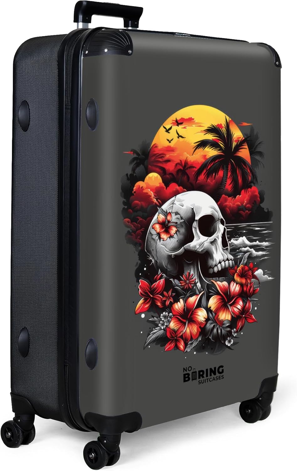 Grosser Hartschalenkoffer, 29 Totenkopf - Grau L