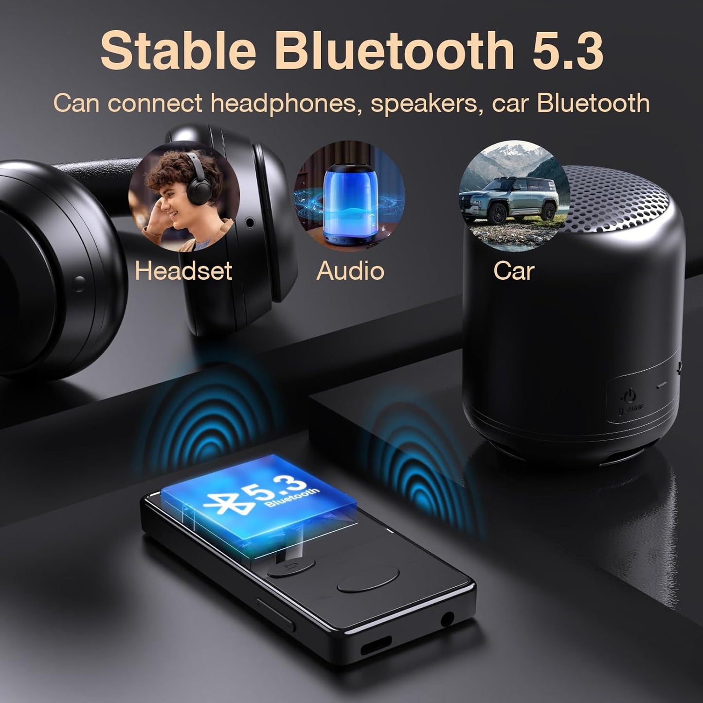 MP3-Player mit HiFi-Sound & Bluetooth 5.3, Schwarz