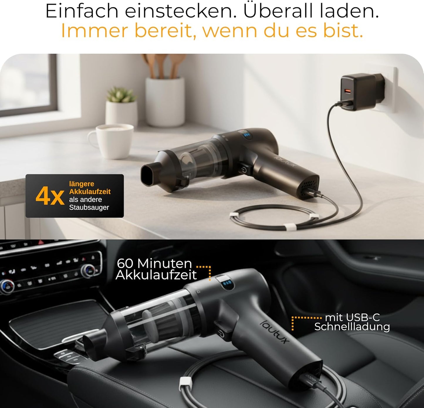Handstaubsauger Pro 2 mit HEPA-Filter, Nachtschwarz Premium Set