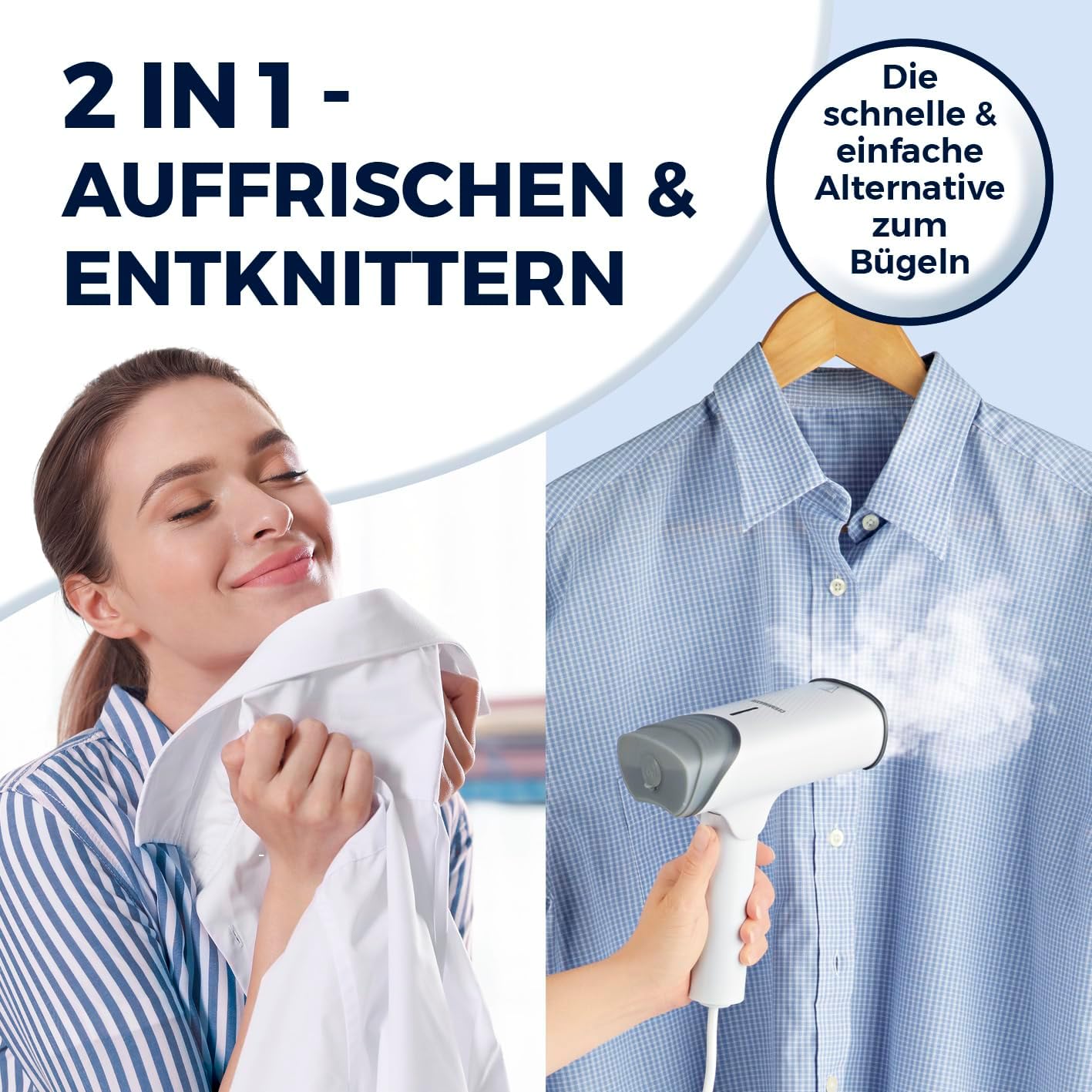 2in1 Dampfbürste faltbar 1200W, kompakter Dampfglätter
