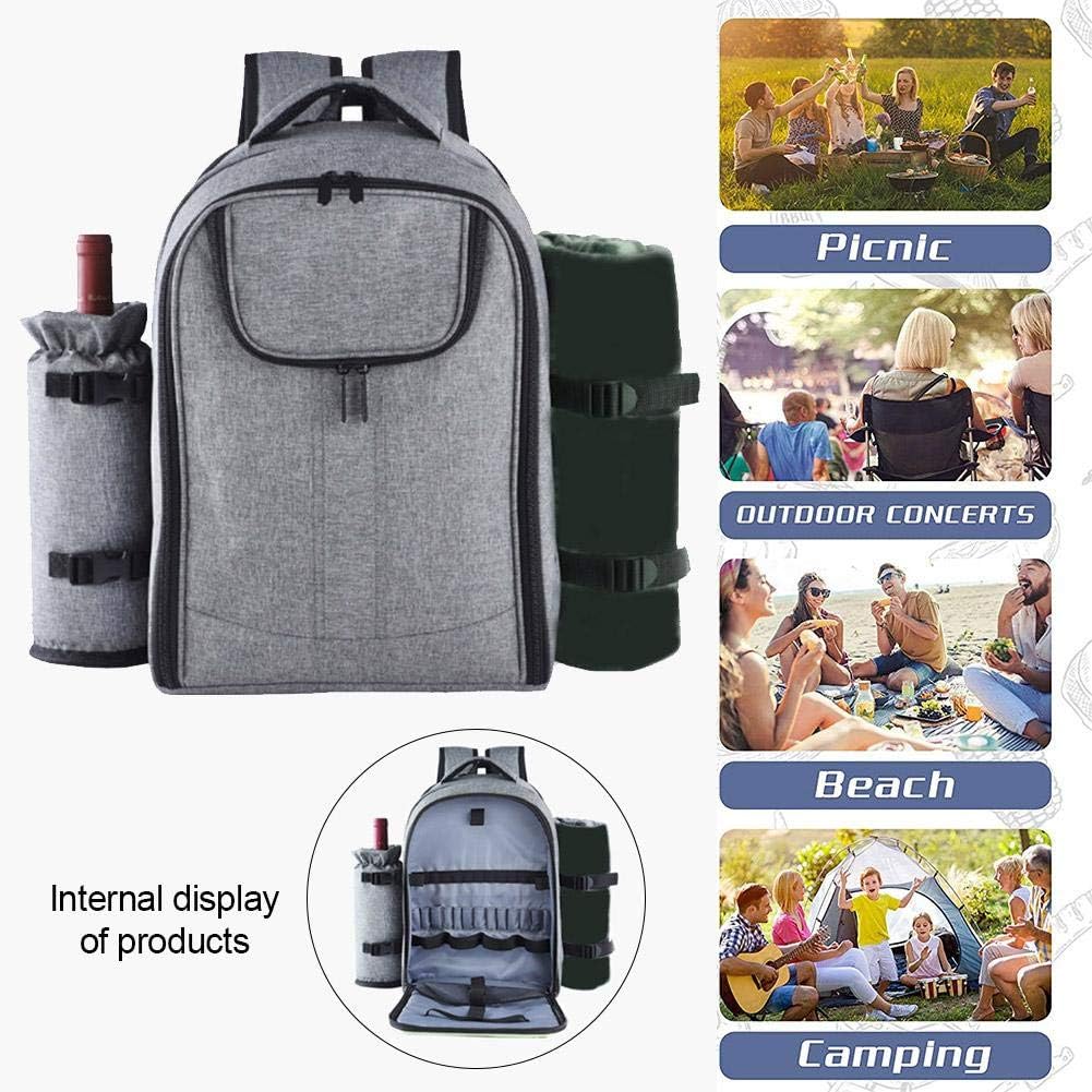 Picknickrucksack mit Kühlfach, Grau 【Kein Pad】