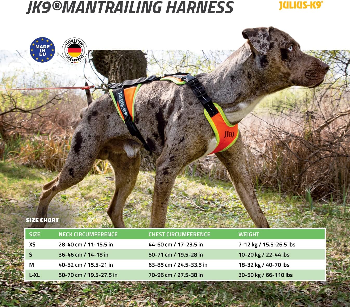 Mantrailing & Outdoor Hundegeschirr, S Schwarz