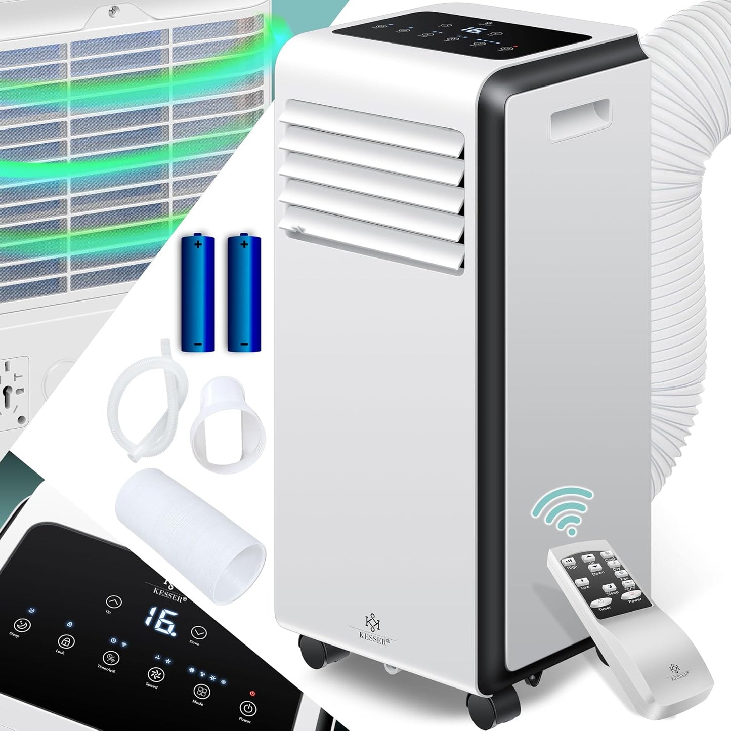 Mobiles Klimagerät 4in1 mit Timer & Fernbedienung, 9000BTU Weiß