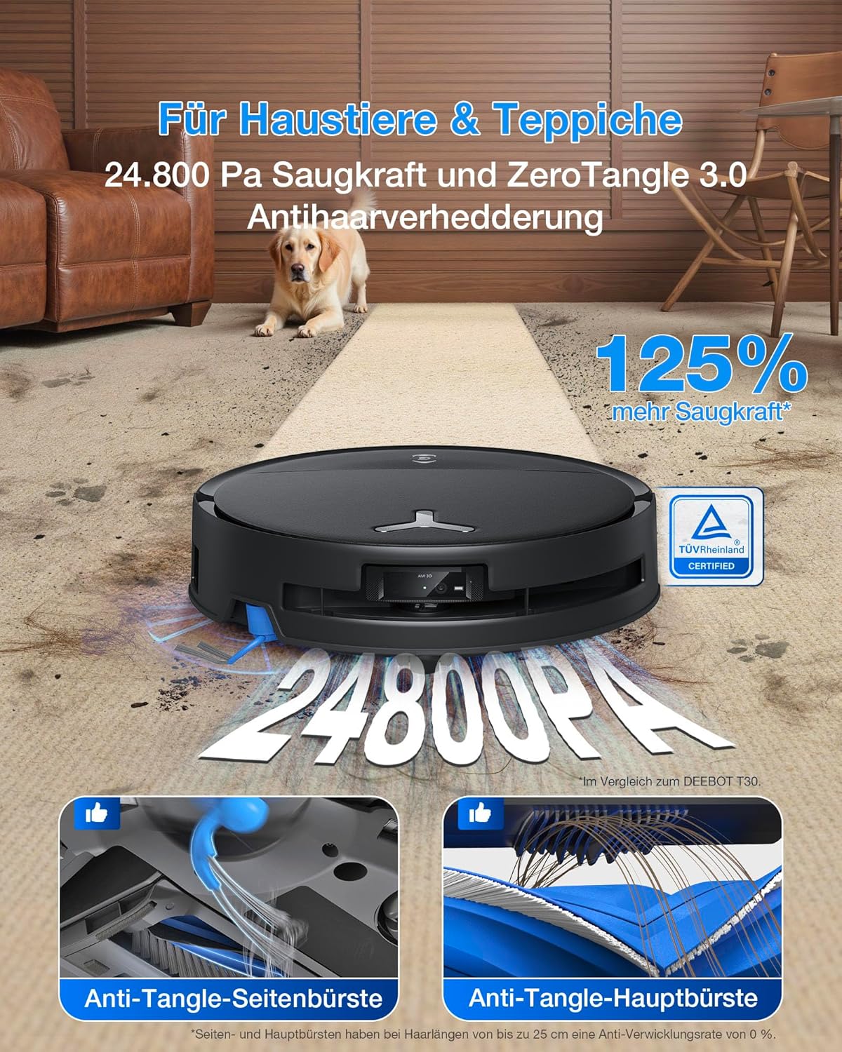 Deebot T80S Saugroboter mit Wischfunktion, T80S OMNI Schwarz
