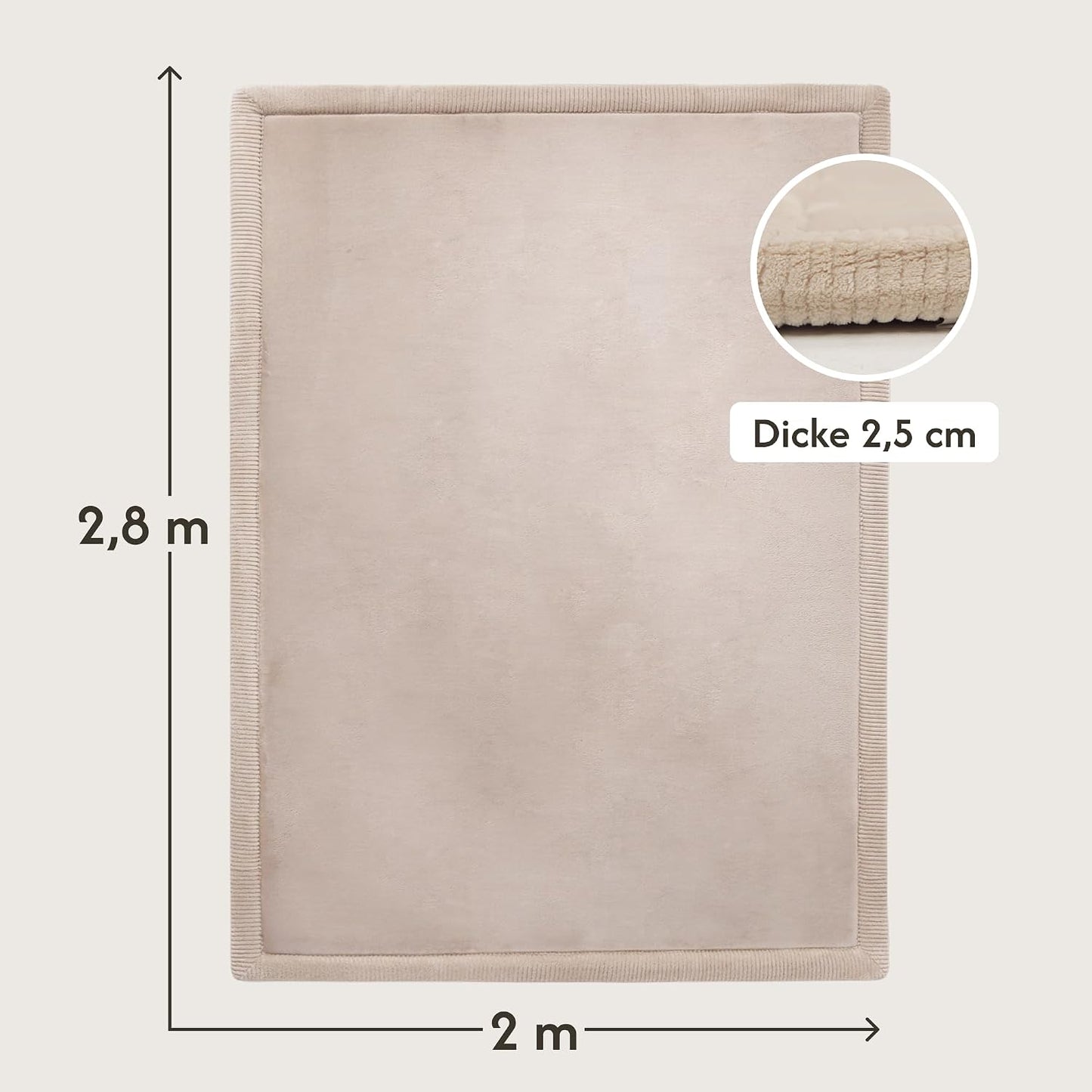 XXL Samtmatte Wolke, 200 x 280 cm Beige