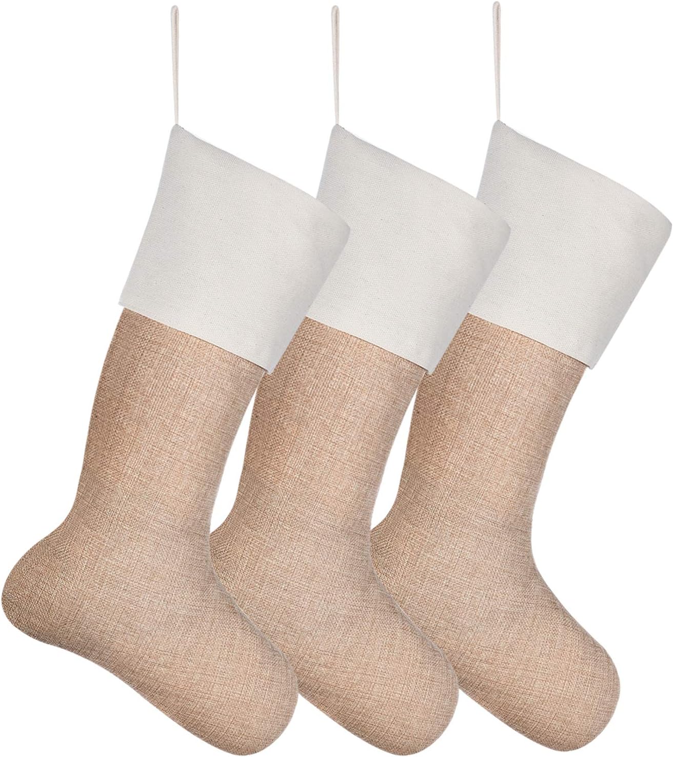 3er-Set Weihnachtsstrumpf zum Befüllen, Flachs 3