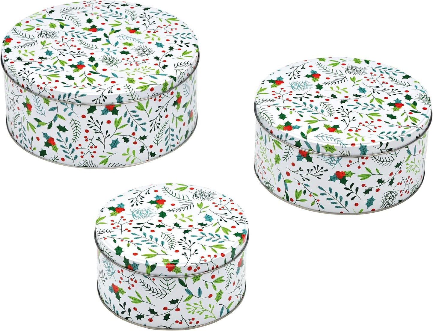 Weihnachts-Keksdosen-Set aus Blech (3-teilig), Weiss-bunt