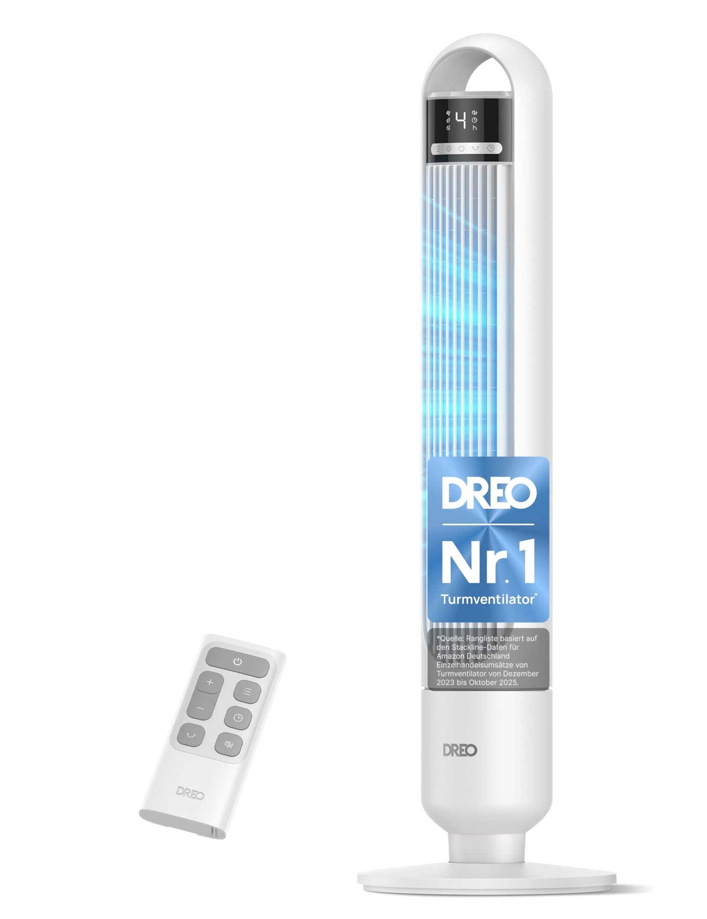 Turmventilator mit Fernbedienung, Weiss