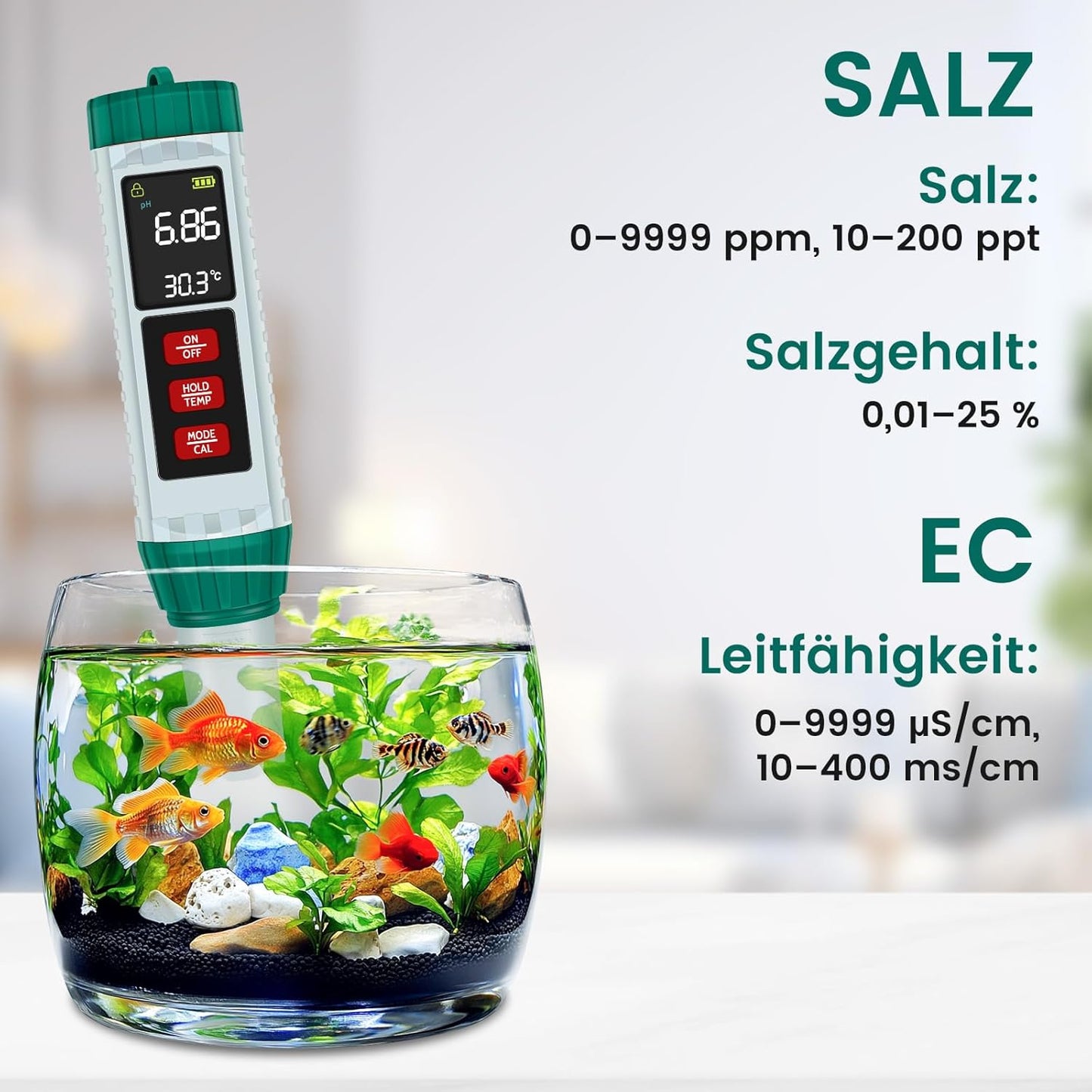 5-in-1 pH Messgerät mit LCD-Anzeige