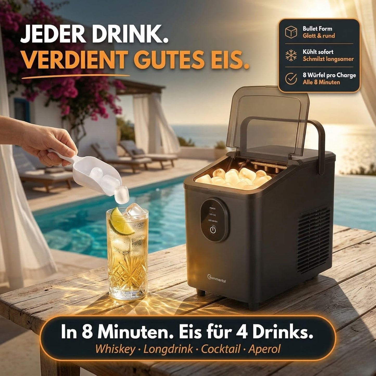 Eiswürfelmaschine EM12, Schwarz