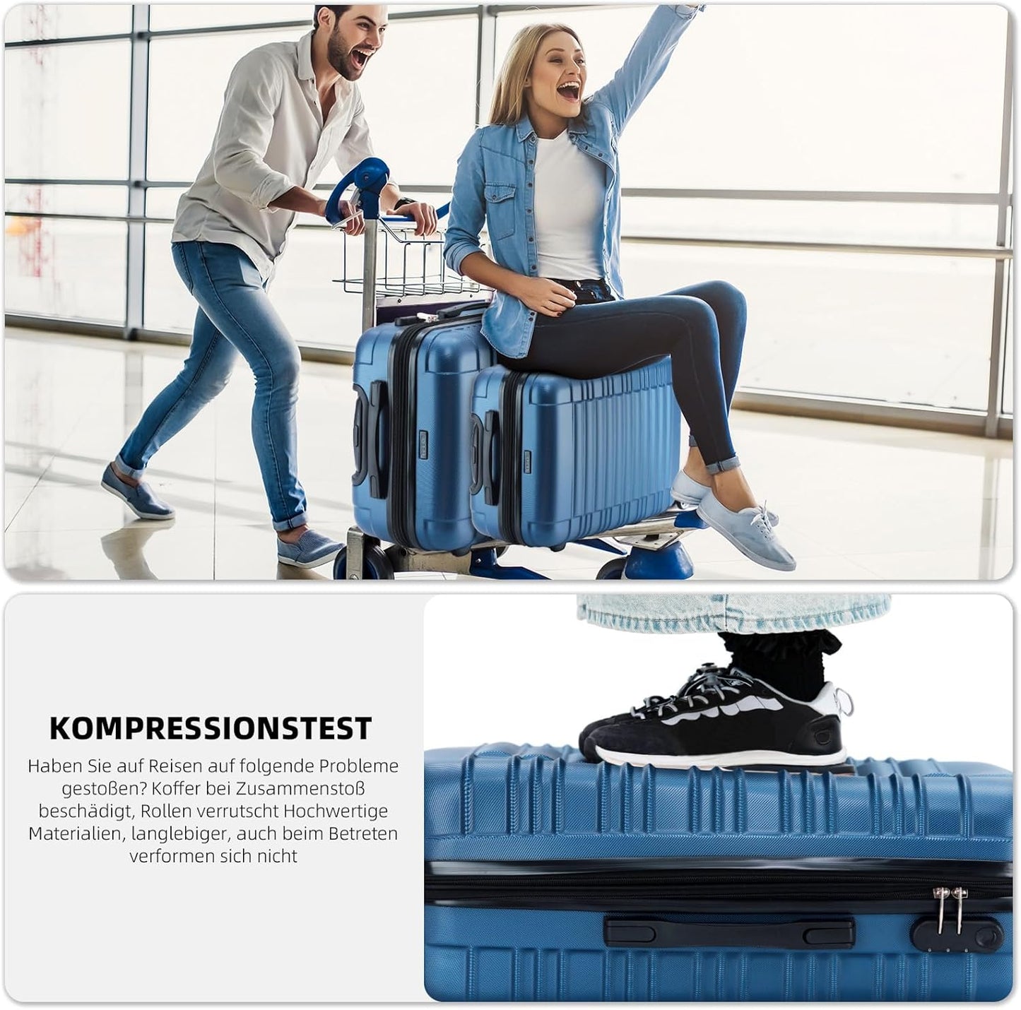 Hartschalen-Trolley Koffer 2088, Blau ; M