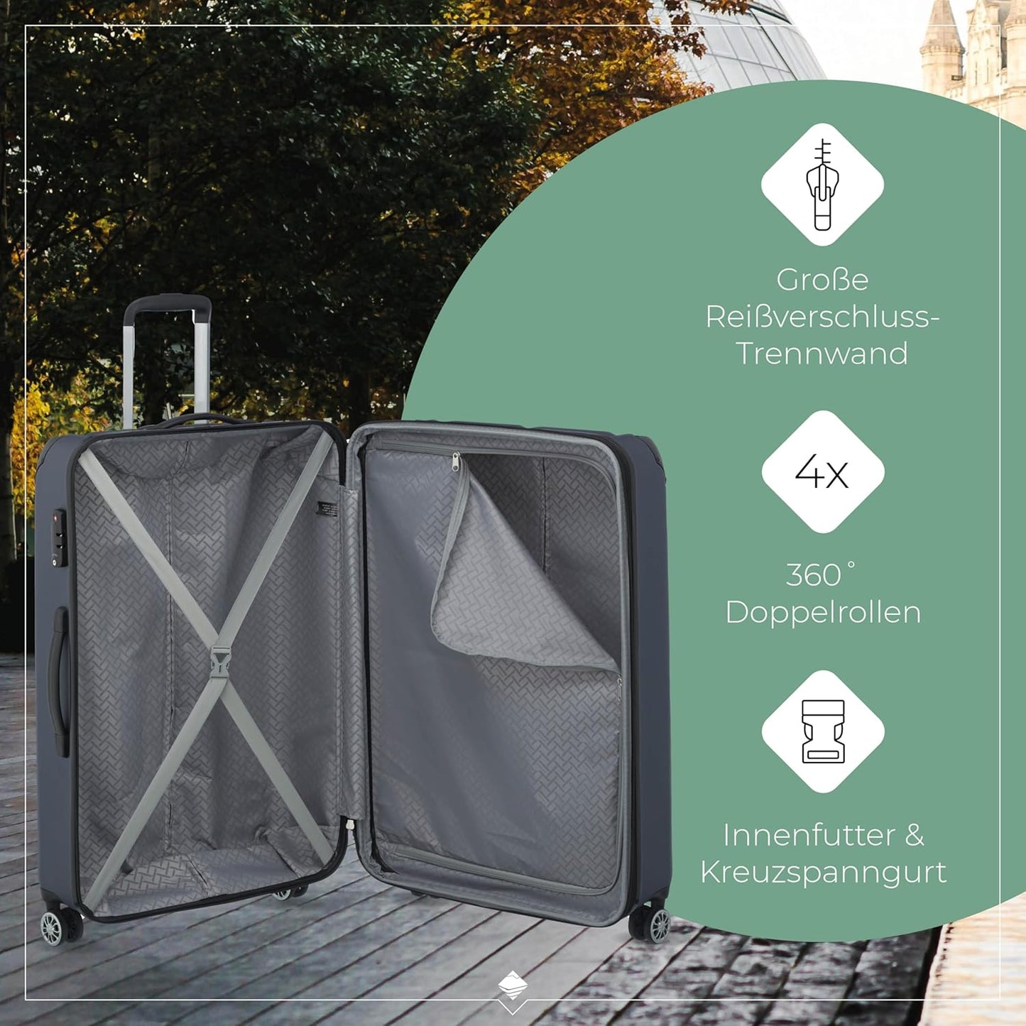 Hartschalenkoffer mit TSA Schloss und Dehnfalte, Trolley Größe L erw. (77 cm) Marine