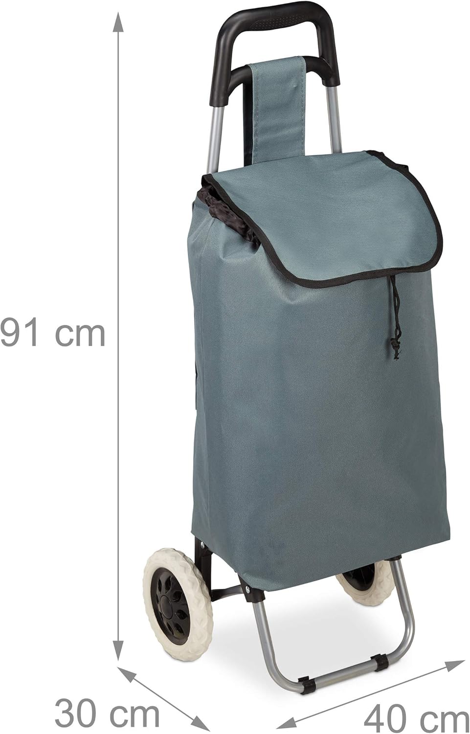 Klappbarer Einkaufstrolley mit Rollen, Grau