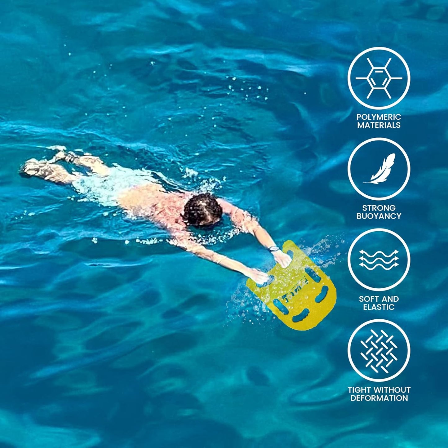 Zweifarbiges Schwimmbrett Kickboard, 47x37cm Gelb-Blau