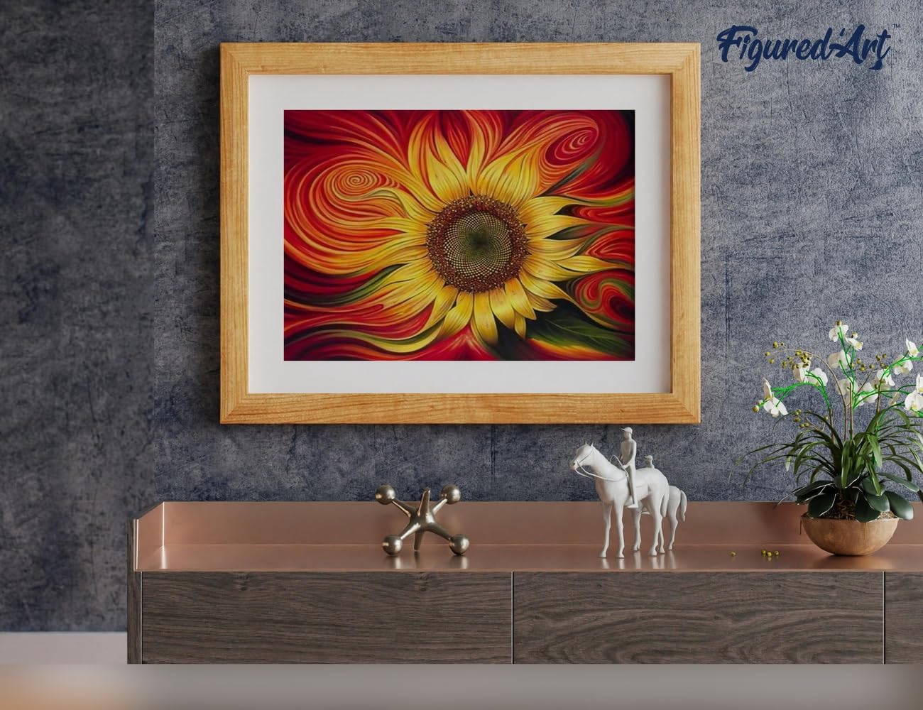 Malen Nach Zahlen Set mit Rahmen Künstlerische Sonnenblume, Künstlerische Sonnenblume 40x50cm Mit Keilrahmen (nicht gespannt)