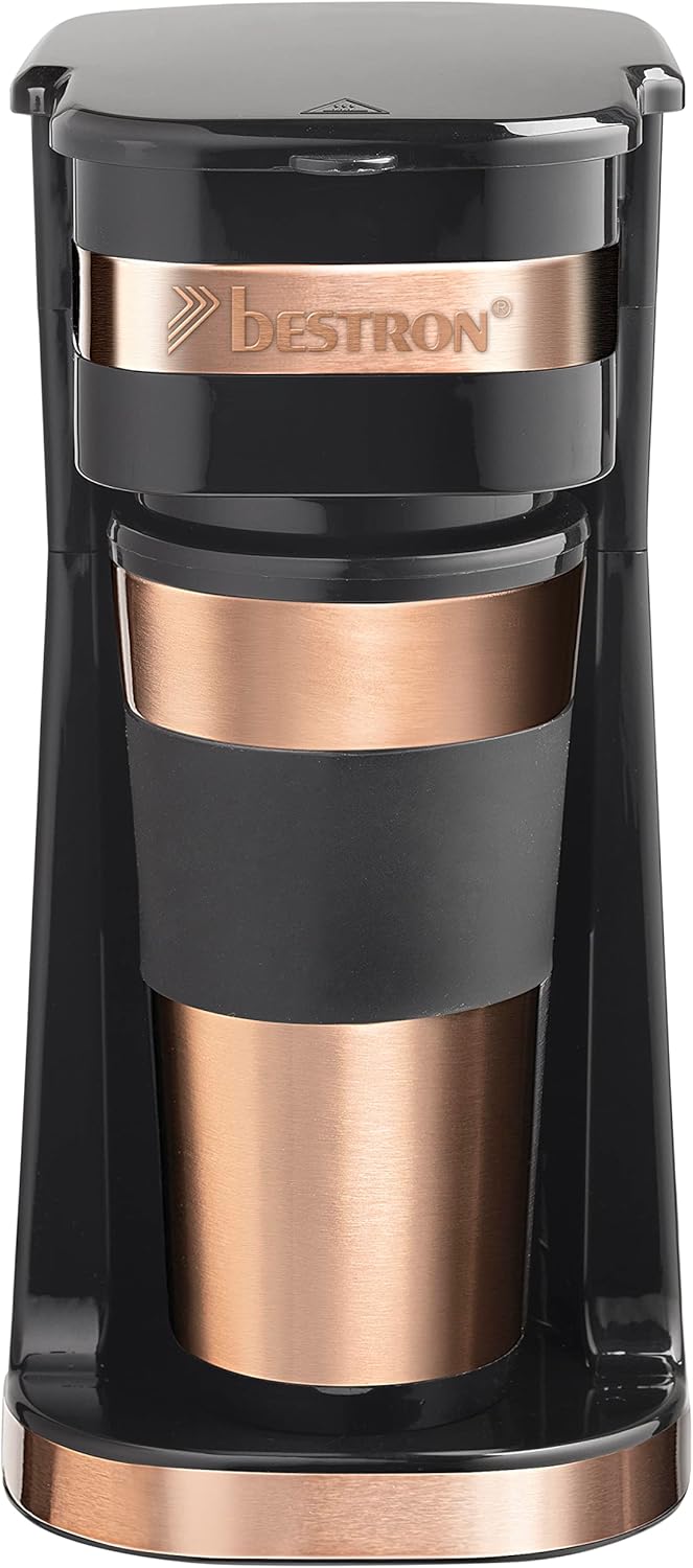 Kompakte Kaffeemaschine mit Isolierbecher, Kupfer Single